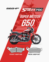 66 BHP Street Pro Semi Ceramic Brake Pads for Royal Enfield Super Meteor 650 Front and Rear