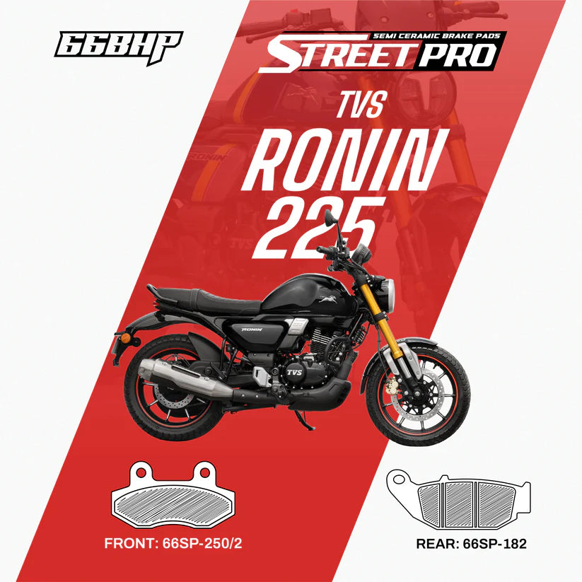 66 BHP Street Pro Semi Ceramic Brake Pads for TVS Ronin 225 front and rear