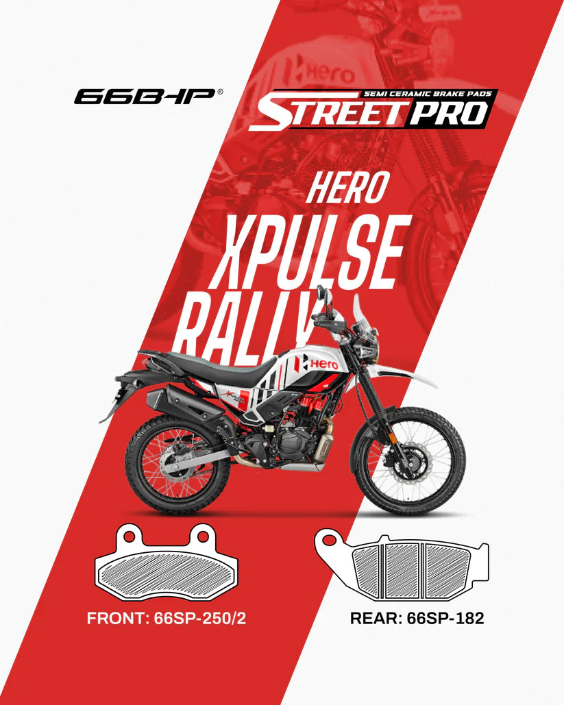 66 BHP Street Pro Semi Ceramic brake pads for Hero XPulse Rally front and rear