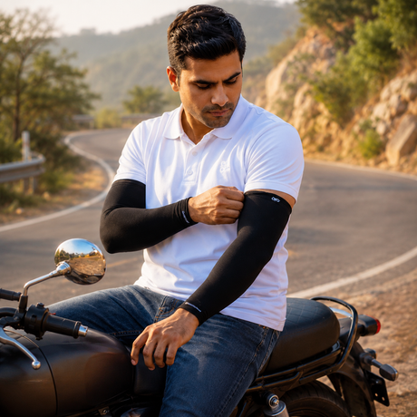 66BHP UPF50+ Arm Sleeves for men and women with UV sun protection for motorcycle riding, cycling, running and outdoor sports