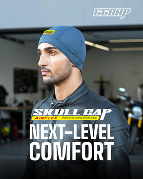 66BHP Skull Cap Air Flex Cooling Helmet Liner Breathable Quick Dry Grey Black
