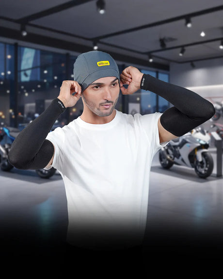 66BHP Skull Cap Air Flex Cooling Helmet Liner Breathable Quick Dry Grey Black
