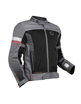 Royal Enfield Explorer V4 Print Class A Riding Jacket in Aurora Green, Red and Grey