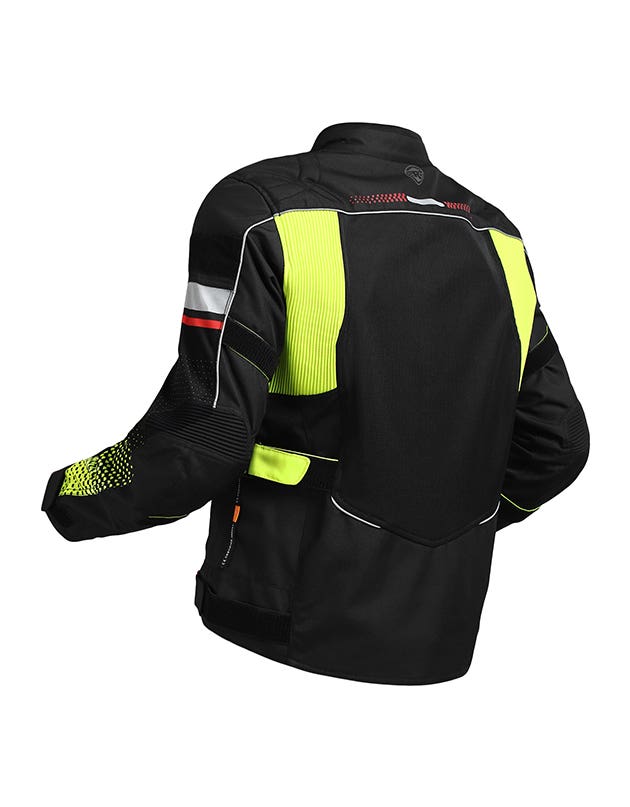 Royal Enfield Explorer V4 Print Class A Riding Jacket in Aurora Green, Red and Grey