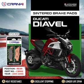 CRANK1 CB902 Sintered Rear Brake Pads for Ducati Diavel (2011-2018) Motorcycle Brake Pads