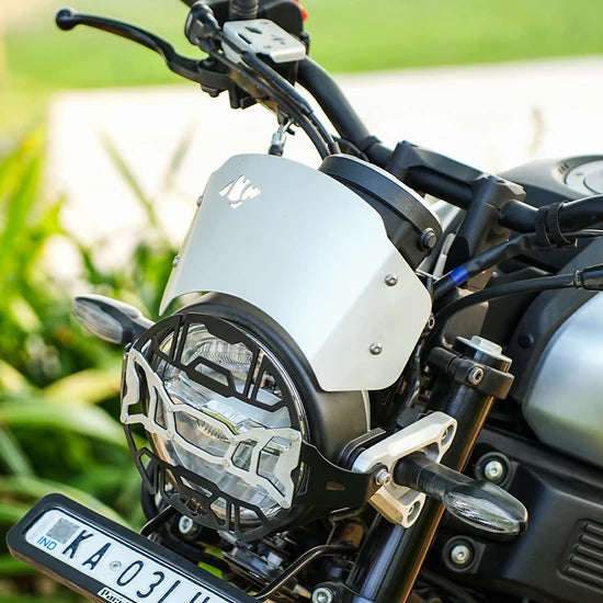 Legundary Custom Zephyr Visor for Yamaha XSR 155 Black Silver Mild Steel Aluminium Windshield