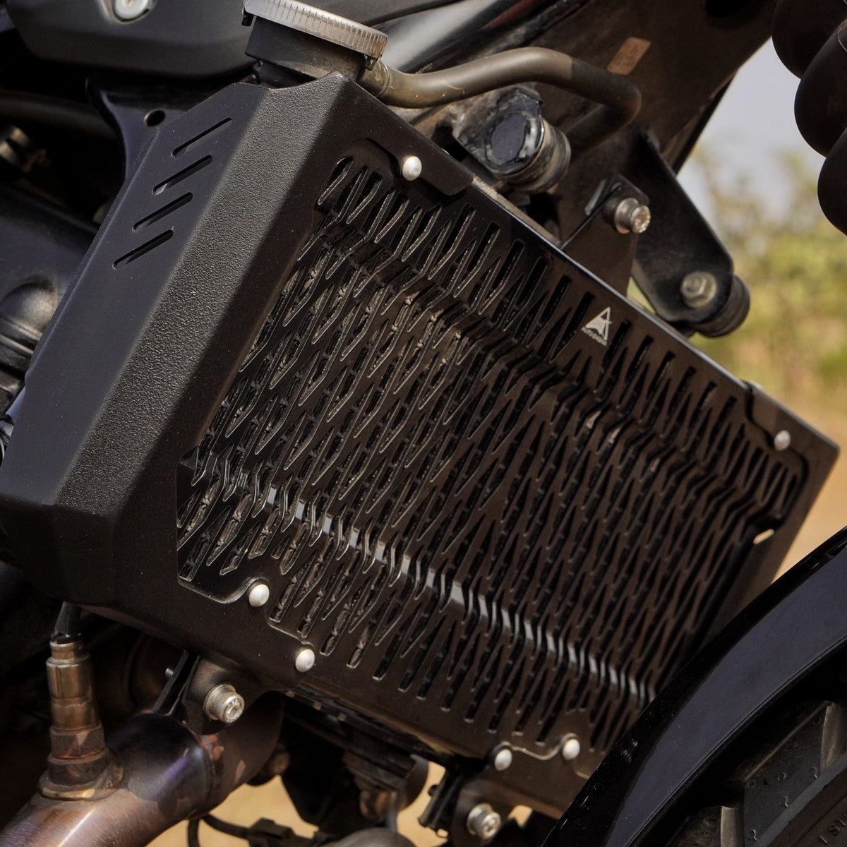Auto Engina Radiator Guard for Royal Enfield Guerrilla 450 in Black and Black-Silver for Radiator Protection