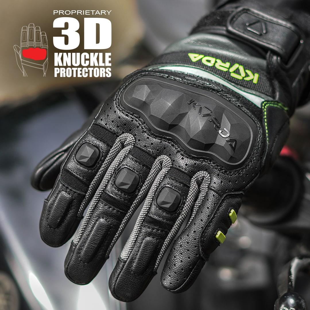 KORDA Guard semi gauntlet motorcycle riding gloves with KNOX SPS 404 scaphoid protection