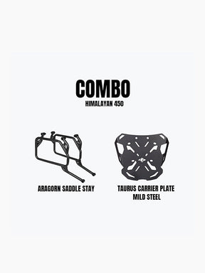 Legundary Custom Aragorn saddle stay and Taurus carrier plate combo for Royal Enfield Himalayan 450 black silver