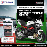 CRANK1 CB743 Sintered Front Brake Pads for Triumph Street Triple 675 R (2014-2016) - High Performance Motorcycle Brake Pads