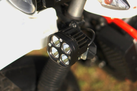 Auto Engina 3mm mild steel fog light clamp mount for Hero Xpulse 200 in textured matte black