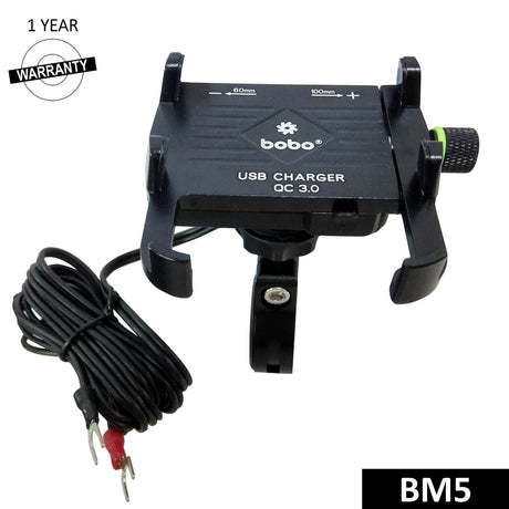 BOBO BM5 aluminium motorcycle phone holder with USB 3.0 fast charger bike mobile mount handlebar smartphone holder