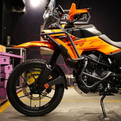 Hyperrider Crash Guard for KTM 250 Adventure X and 390 Adventure X in Black and Orange