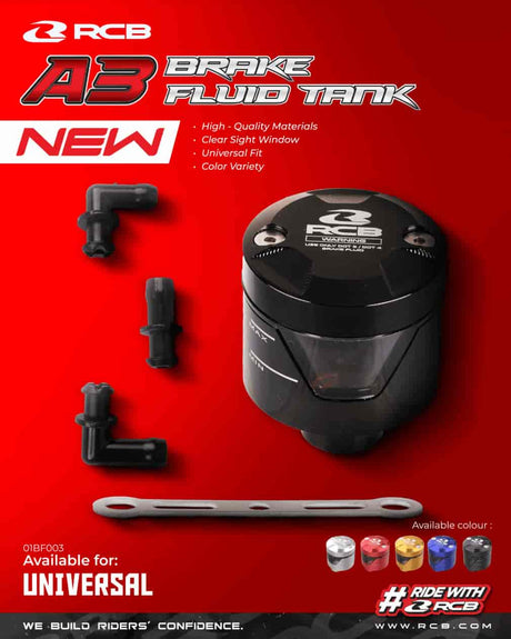 RCB A3 Alloy Motorcycle Brake Fluid Reservoir Tank in Red
