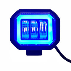 HJG Harley Square Shape fog light 3 Led Blue DRL For Bikes & Cars.(Light Power: 60W Voltage: DC9-80V)