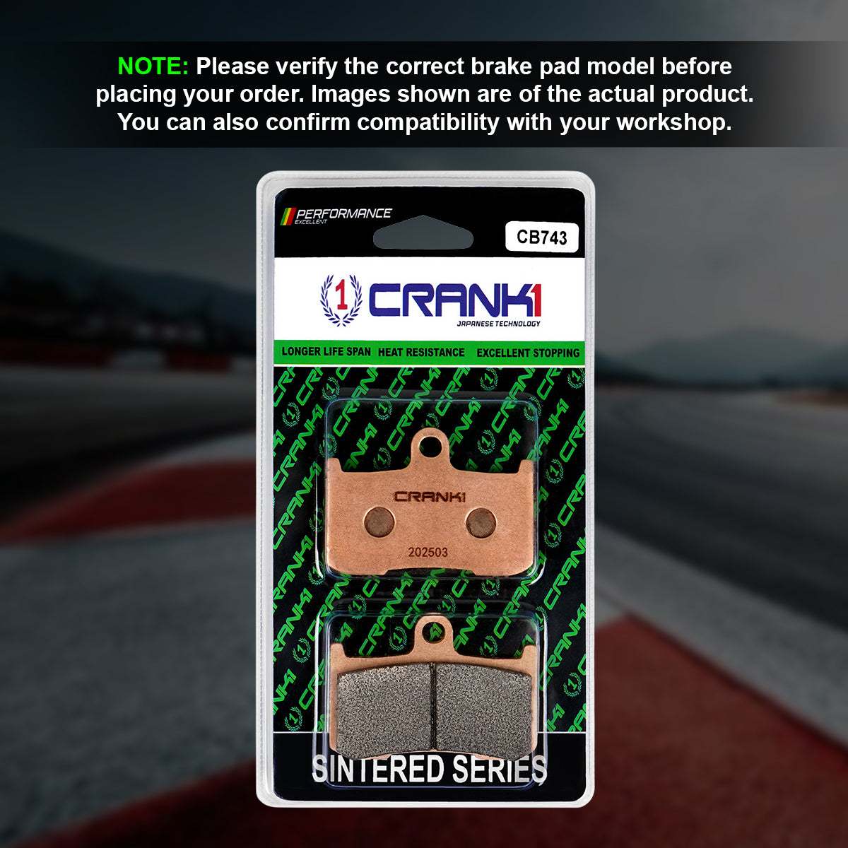 CRANK1 Sintered Front Brake Pads For Kawasaki Z900RS Cafe (2018 Onwards) - CB743 - 2 Sets