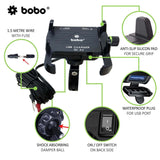 BOBO BM5 aluminium motorcycle phone holder with USB 3.0 fast charger bike mobile mount handlebar smartphone holder