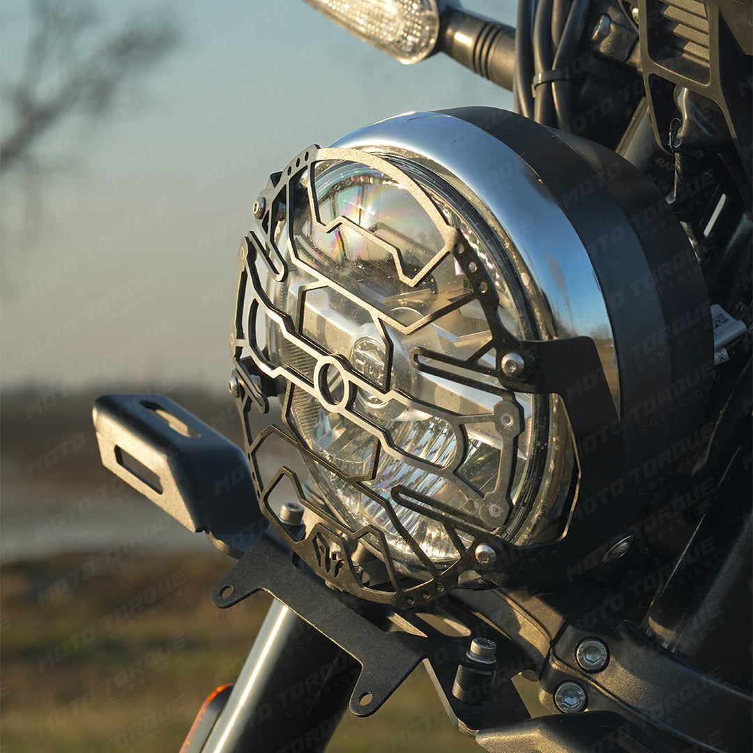 Mototorque headlight grill Royal Enfield Bear 650 mild steel protection guard