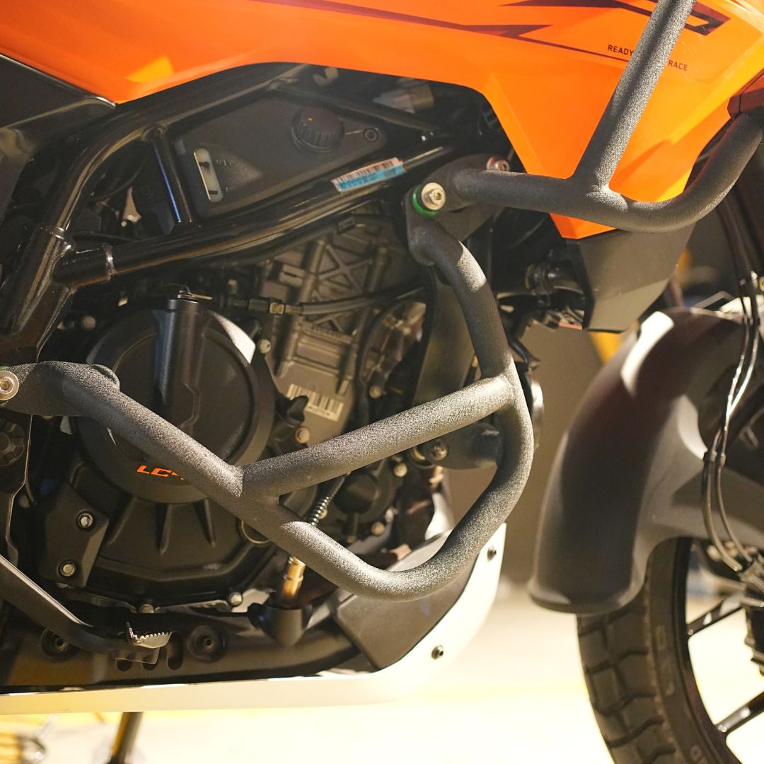 Hyperrider Crash Guard for KTM 250 Adventure X and 390 Adventure X in Black and Orange