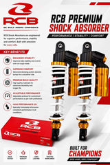 RCB DB-2 305mm white and gold rear shock absorber for Yamaha Aerox 155, 01A0133W