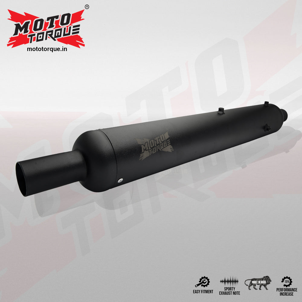 Moto Torque Replica Black BS6 Performance Exhaust for Royal Enfield Motorcycles
