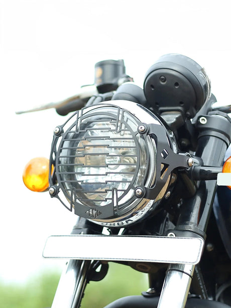 Legendary Custom Meteor MIG headlight grill black mild steel protector for Royal Enfield Meteor 350