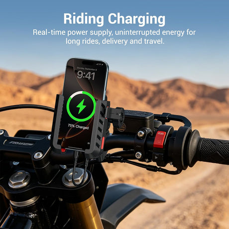 EDYELL YF-303-C Motorcycle Phone Mount Holder with 30W Type-C and 18W USB Fast Charger