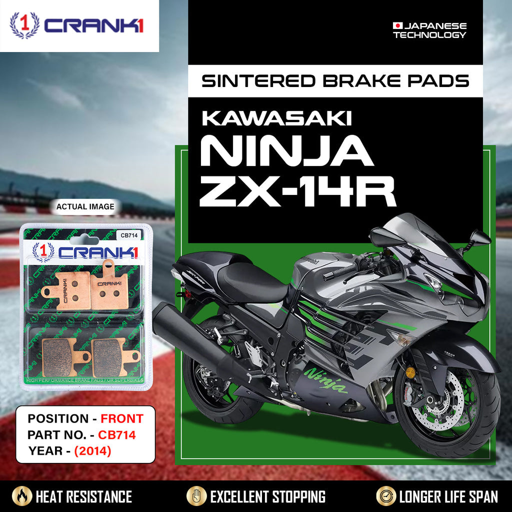 CRANK1 CB714 Sintered Front Brake Pads for Kawasaki Ninja ZX-14R 2014 Motorcycle Brake Pads