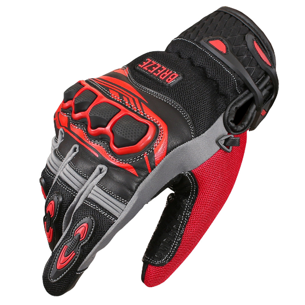 BBG Breeze motorcycle riding gloves in Black and Red