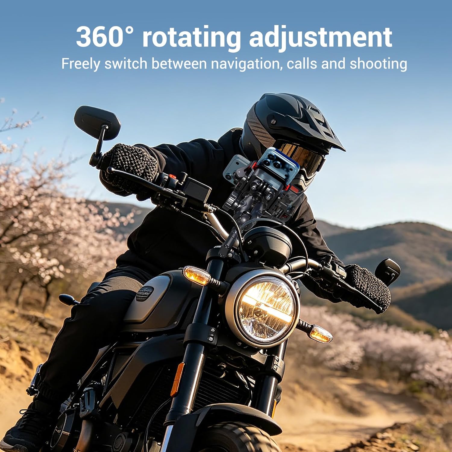 EDYELL YF-303-C Motorcycle Phone Mount Holder with 30W Type-C and 18W USB Fast Charger