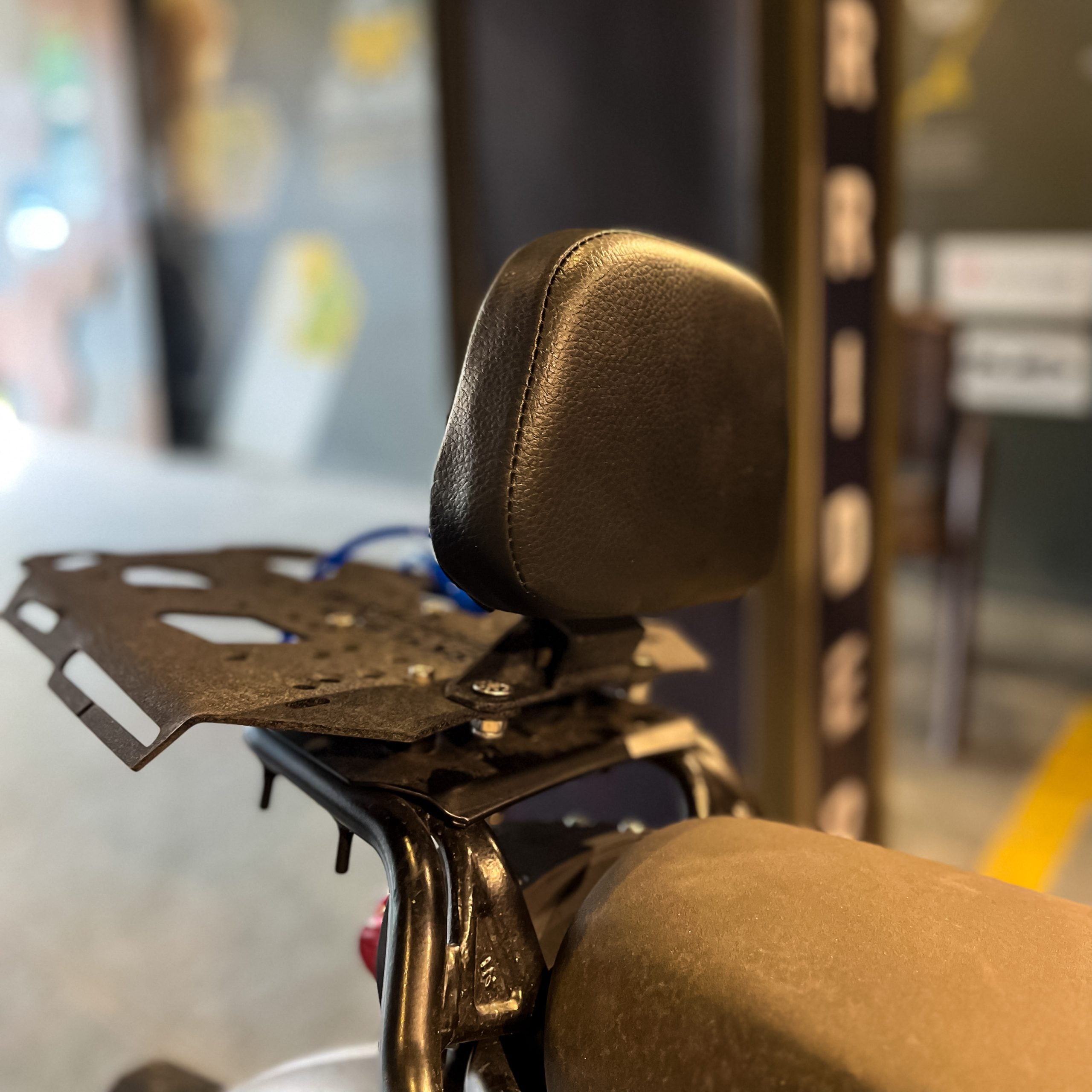 Hyperrider Universal Motorcycle Backrest with Helmet Lock for Multiple Bikes