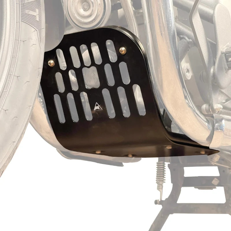 Auto Engina Bash Plate with Support Frame for Royal Enfield Super Meteor 650 Gloss Black Mild Steel Engine Protection