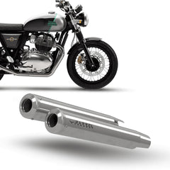BE-10 Bass Master polished stainless steel exhaust for Royal Enfield Interceptor 650 and Continental GT 650