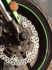 Legundary Custom Rotex Front Wheel Slider for Kawasaki Versys 650 Black Silver Aluminium Mild Steel Fork Protector