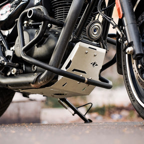 Legundary Custom Vambrace bash plate for Royal Enfield Hunter 350 aluminium silver engine guard