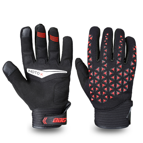 BBG Motocross Riding Gloves in Neon, Orange and Red