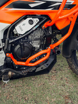 Legundary Custom KTM ADV 390 2025 Raptor crash guard orange mild steel engine protection guard