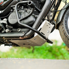Legundary Custom Vambrace bash plate for Royal Enfield Hunter 350 aluminium silver engine guard
