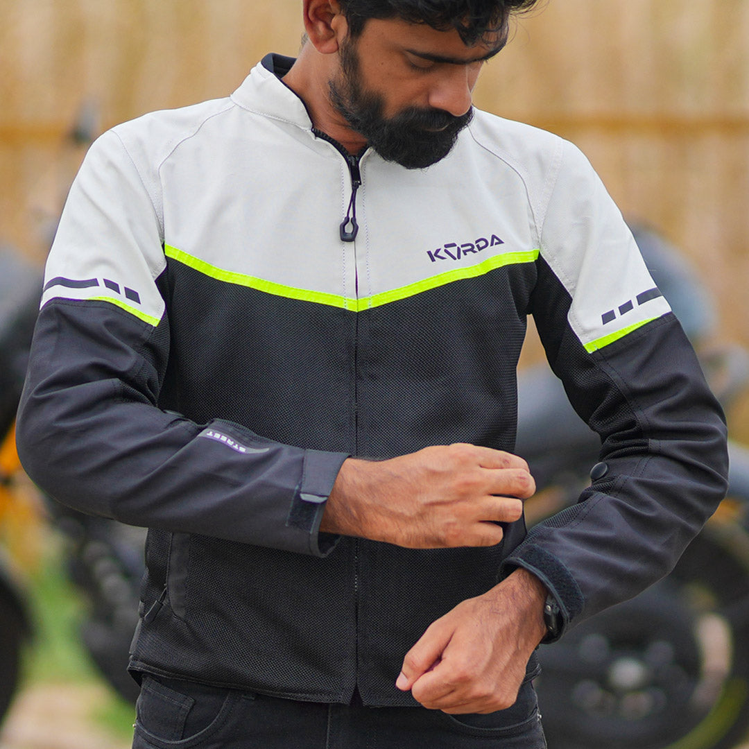 KORDA Street motorcycle riding jacket with CE Level 2 armor and reflective panels