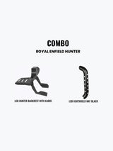 Legundary Custom Hunter 350 backrest with carrier and heatshield combo black mild steel Rexine pillion comfort luggage protection