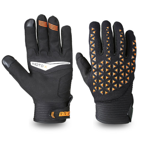 BBG Motocross Riding Gloves in Neon, Orange and Red