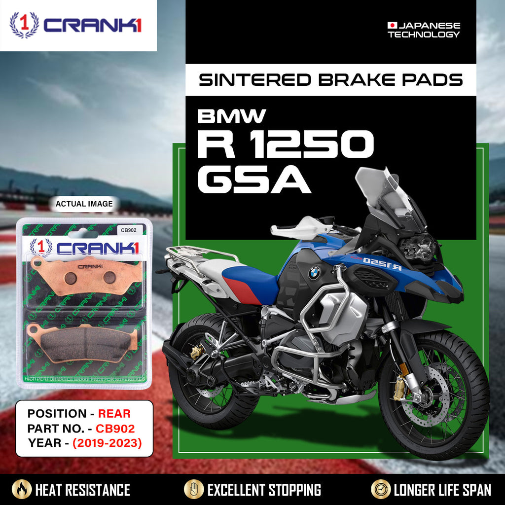 CRANK1 CB902 Sintered Rear Brake Pads for BMW R 1200 GSA 2014-2018 and compatible BMW Ducati Triumph motorcycles