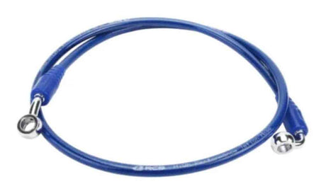 RCB E Series 950mm motorcycle hydraulic brake hose in blue and red, RCB Racing Boy 01BH032 brake line variants