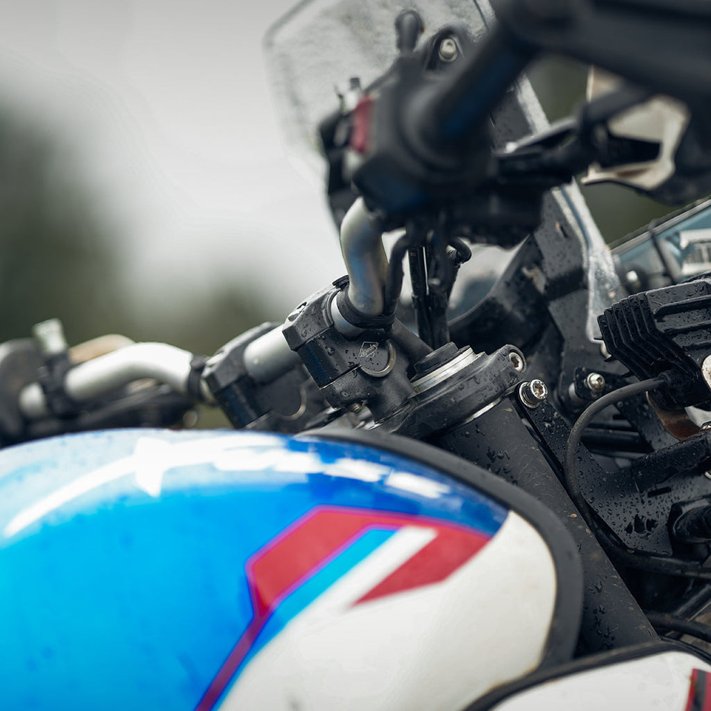 Legundary aluminium front grill protection black installed on Hero Xpulse 210 radiator guard