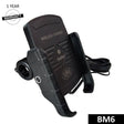 BOBO BM6 motorcycle phone holder with 15W wireless charger jaw grip bike mobile mount handlebar smartphone holder
