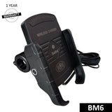 BOBO BM6 motorcycle phone holder with 15W wireless charger jaw grip bike mobile mount handlebar smartphone holder
