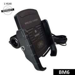 BOBO BM6 motorcycle phone holder with 15W wireless charger jaw grip bike mobile mount handlebar smartphone holder