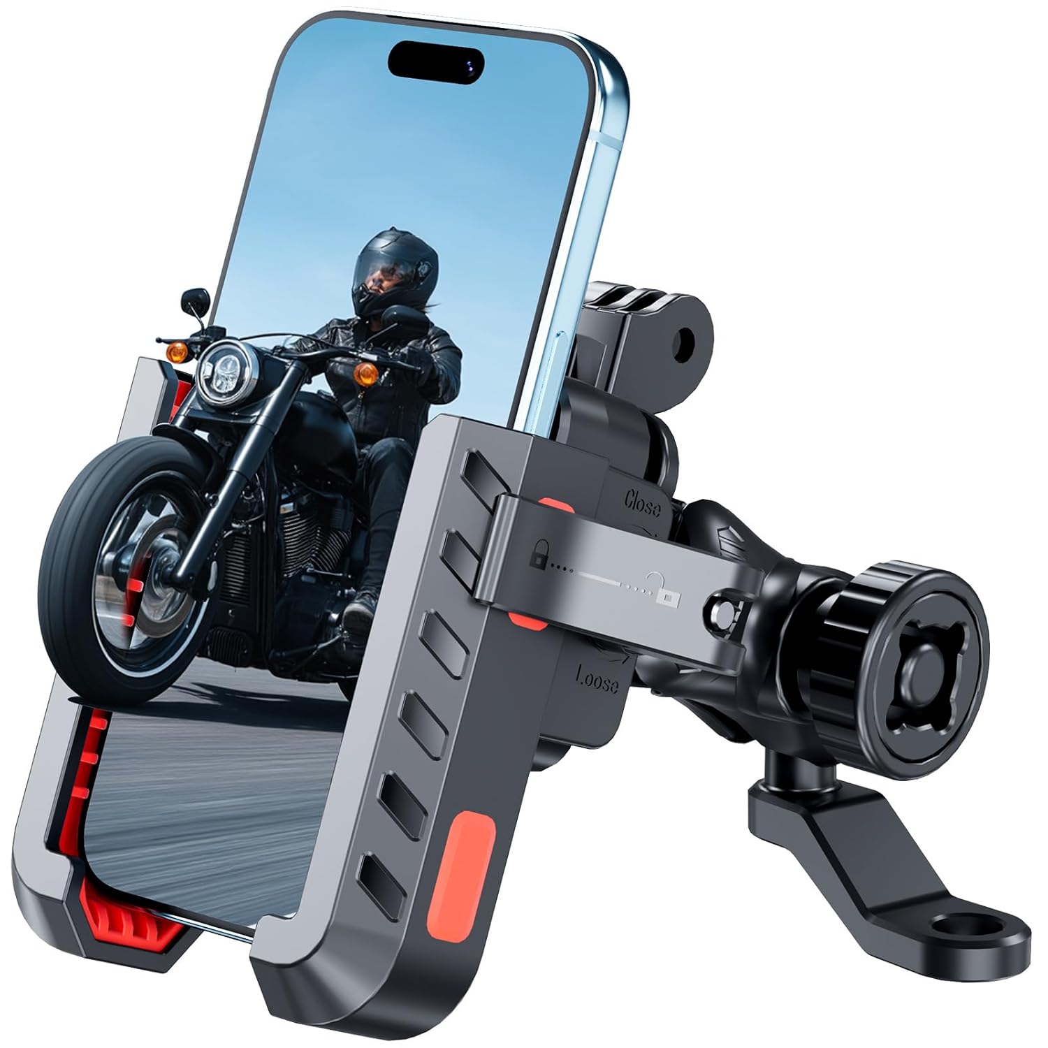 EDYELL YF-303-B Anti-Vibration Motorcycle Phone Mount Holder for 4.7-7.2 Inch Smartphones