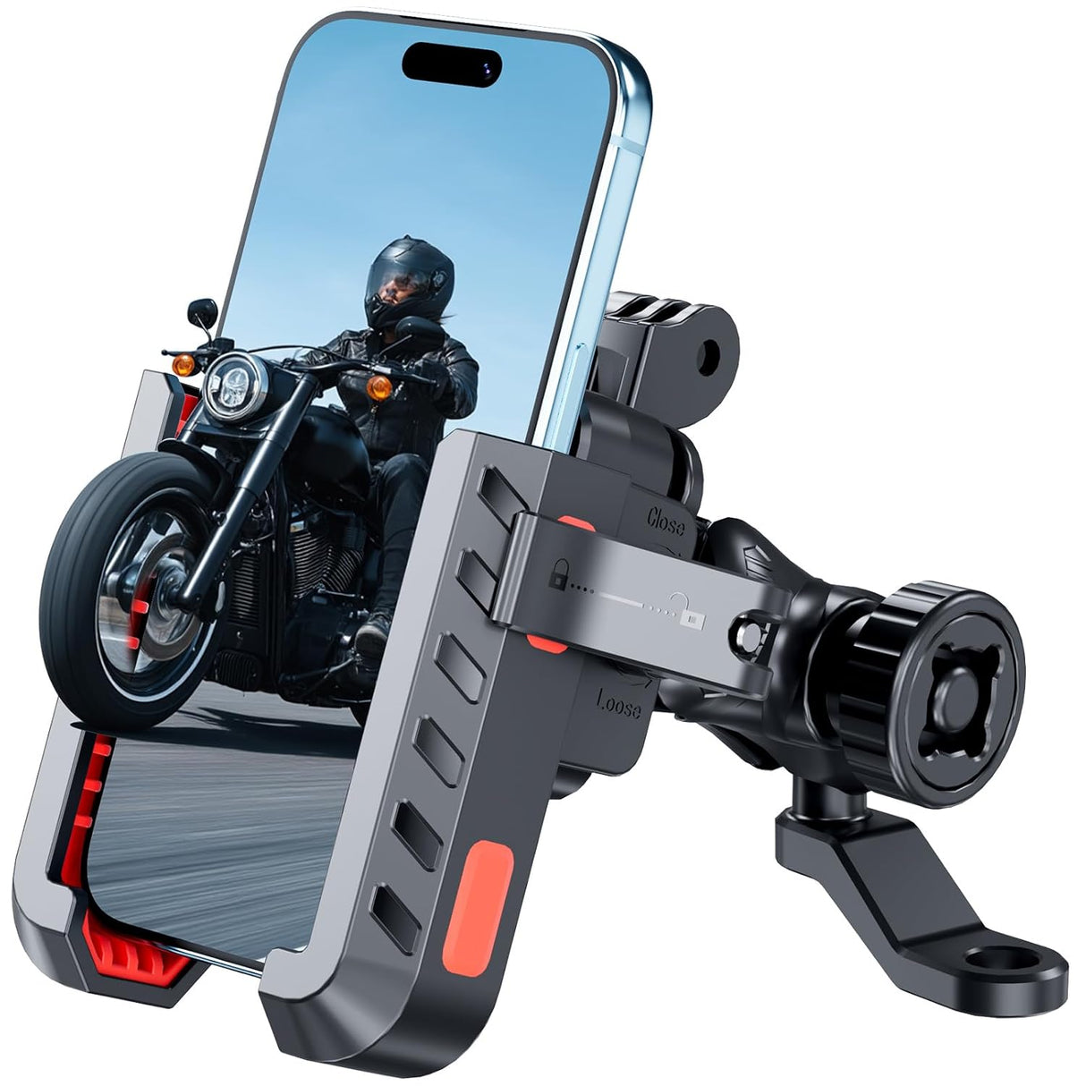 EDYELL YF-303-B Anti-Vibration Motorcycle Phone Mount Holder for 4.7-7.2 Inch Smartphones
