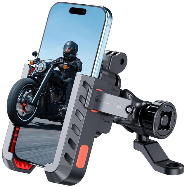 EDYELL YF-303-B Anti-Vibration Motorcycle Phone Mount Holder for 4.7-7.2 Inch Smartphones